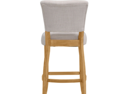 Living & Home Linen Bar Stools Set of 2 with Backrest Rubberwood-Light Grey - thumbnail 3