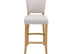 Living & Home Linen Bar Stools Set of 2 with Backrest Rubberwood-Light Grey - thumbnail 5