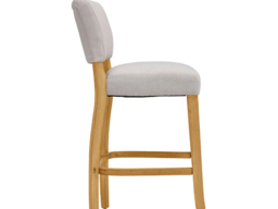 Living & Home Linen Bar Stools Set of 2 with Backrest Rubberwood-Light Grey - thumbnail 2