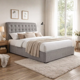 Time Living Hamilton Fabric Bed Frame-Light Grey-Kingsize - thumbnail 1