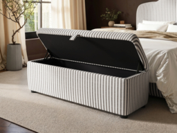 SOLACE+CO Skylynn Ottoman Blanket Box Cream Striped Woven Fabric Cream & Brown - thumbnail 2