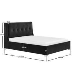 Flair Artemis Kingsize Ottoman Bed with Cushioned Button Headboard Black Velvet - thumbnail 6