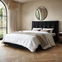 Flair Artemis Kingsize Ottoman Bed with Cushioned Button Headboard Black Velvet - thumbnail 1