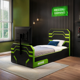 Recoil Alister Side Lift TV Ottoman Bed Black & Green Single - thumbnail 1