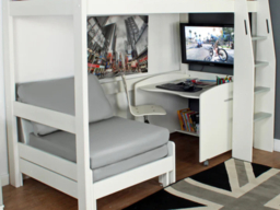 Kids Avenue Urban High Sleeper with Sofa Bed and Desk White & Grey - thumbnail 3