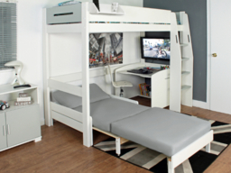 Kids Avenue Urban High Sleeper with Sofa Bed and Desk White & Grey - thumbnail 2