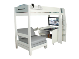 Kids Avenue Urban High Sleeper with Sofa Bed and Desk White & Grey - thumbnail 6