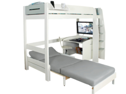 Kids Avenue Urban High Sleeper with Sofa Bed and Desk White & Grey - thumbnail 7