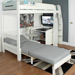 Kids Avenue Urban High Sleeper with Sofa Bed and Desk White & Grey