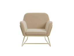 LPD Charles Armchair Beige Velvet With Lara Pouffe Beige Velvet - thumbnail 4