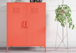 Novogratz Cache 2 Door Metal Locker Storage Cabinet-Orange - thumbnail 1