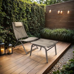 SOLACE+CO Esen Garden Lounge Chair with Footstool Dark Brown - thumbnail 1