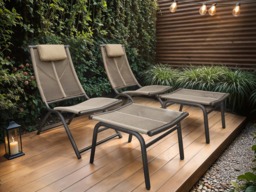 SOLACE+CO Esen Garden Lounge Chair with Footstool Dark Brown - thumbnail 2