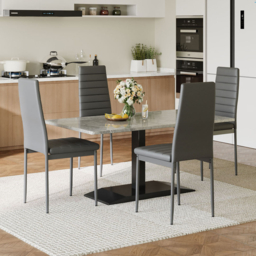 "Living & Home Set of 4 Dining Chairs Upholstered High Back Armless Faux Leather-Black " - thumbnail 1