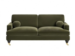 SOLACE+CO Addison 3 Seater Sofa with Caster Legs Khaki Green Velvet - thumbnail 4
