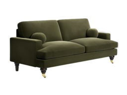 SOLACE+CO Addison 3 Seater Sofa with Caster Legs Khaki Green Velvet - thumbnail 5