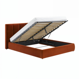 SOLACE+CO Mika Ottoman Bed Burnt Orange Velvet Kingsize - thumbnail 6
