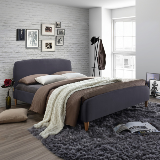 Time Living Geneva Fabric Bed Frame-Dark Grey-Kingsize - image 1