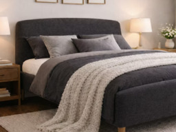 Time Living Geneva Fabric Bed Frame-Dark Grey-Kingsize - thumbnail 3