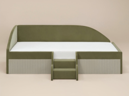 Flair Aviana Low Sleeper Bed Olive Green Velvet & Beige Cord - thumbnail 5