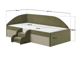 Flair Aviana Low Sleeper Bed Olive Green Velvet & Beige Cord - thumbnail 6