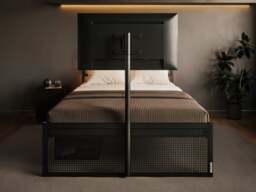 Recoil Kage Metal TV Bed with Storage & LED Black Small Double - thumbnail 2