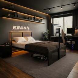 Recoil Kage Metal TV Bed with Storage & LED Black Small Double - thumbnail 6