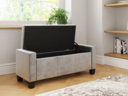 GFW Verona Crushed Velvet Ottoman Storage Bench-Grey - thumbnail 4
