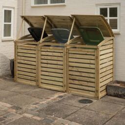 Rowlinson Wooden Triple Wheelie Bin Storage in Natural Timber - thumbnail 2