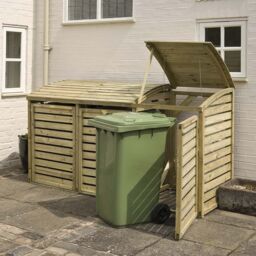 Rowlinson Wooden Triple Wheelie Bin Storage in Natural Timber - thumbnail 3