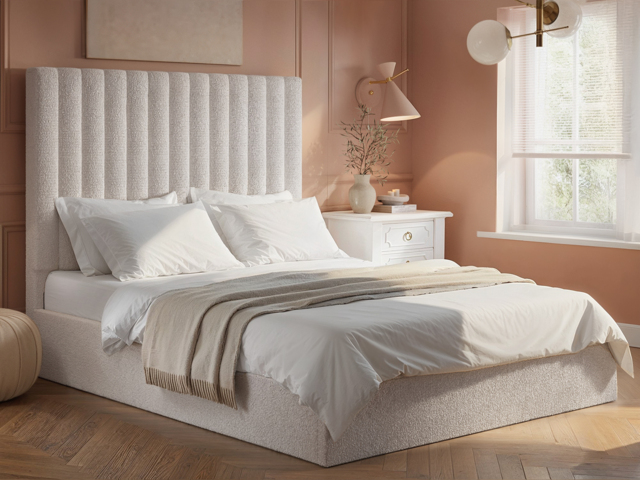 Flair Everley Kingsize Boucle Ottoman Bed Cream - image 1