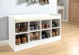 GFW Kempton Hallway Shoe Storage Bench -White - thumbnail 3