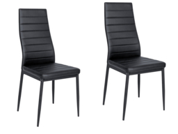 "Living & Home Set of 2 Dining Chairs Upholstered Faux Leather-Black " - thumbnail 4