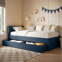 Flair Oli Single Wooden Bed with Drawers Navy - thumbnail 1