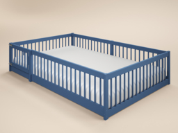 Flair Imogen Montessori Toddler Floor Bed with Safety Fence Blue - thumbnail 3