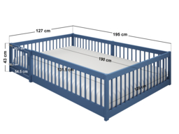 Flair Imogen Montessori Toddler Floor Bed with Safety Fence Blue - thumbnail 5