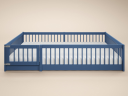 Flair Imogen Montessori Toddler Floor Bed with Safety Fence Blue - thumbnail 4