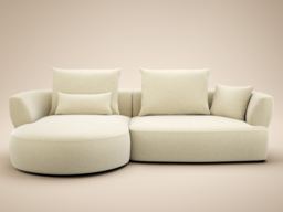 SOLACE+CO Lia Large L-shaped 4 Seater Sofa Cream Chenille - thumbnail 3