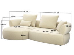 SOLACE+CO Lia Large L-shaped 4 Seater Sofa Cream Chenille - thumbnail 7