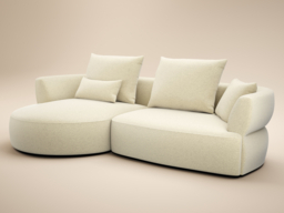 SOLACE+CO Lia Large L-shaped 4 Seater Sofa Cream Chenille - thumbnail 4
