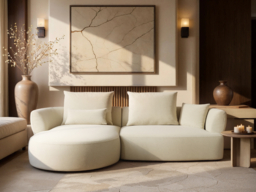 SOLACE+CO Lia Large L-shaped 4 Seater Sofa Cream Chenille - thumbnail 2