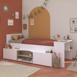 "Parisot Cleo Wooden Single Mid Sleeper Bed with Storage "