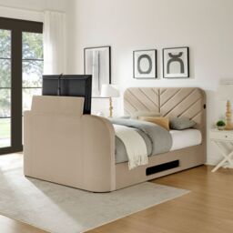 Koble Chevron Double Side-Lift Ottoman TV Bed Natural