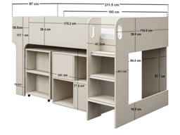 Flair Leo Mid Sleeper with Desk & Storage White Oak - thumbnail 7