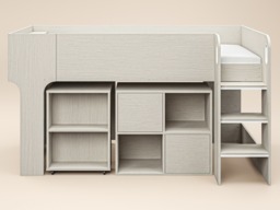 Flair Leo Mid Sleeper with Desk & Storage White Oak - thumbnail 5