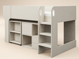 Flair Leo Mid Sleeper with Desk & Storage White Oak - thumbnail 6