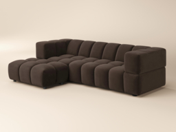 SOLACE+CO Jenson 4 Seater Cloud Bubble Sofa with Footstool Brown - thumbnail 4