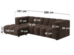 SOLACE+CO Jenson 4 Seater Cloud Bubble Sofa with Footstool Brown - thumbnail 5