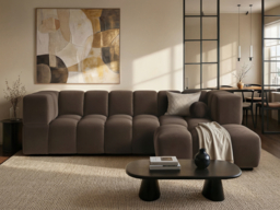 SOLACE+CO Jenson 4 Seater Cloud Bubble Sofa with Footstool Brown - thumbnail 2
