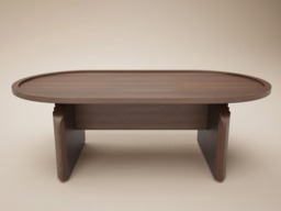 SOLACE+CO Varm Ribbed Wooden Oval Coffee Table Walnut - thumbnail 3